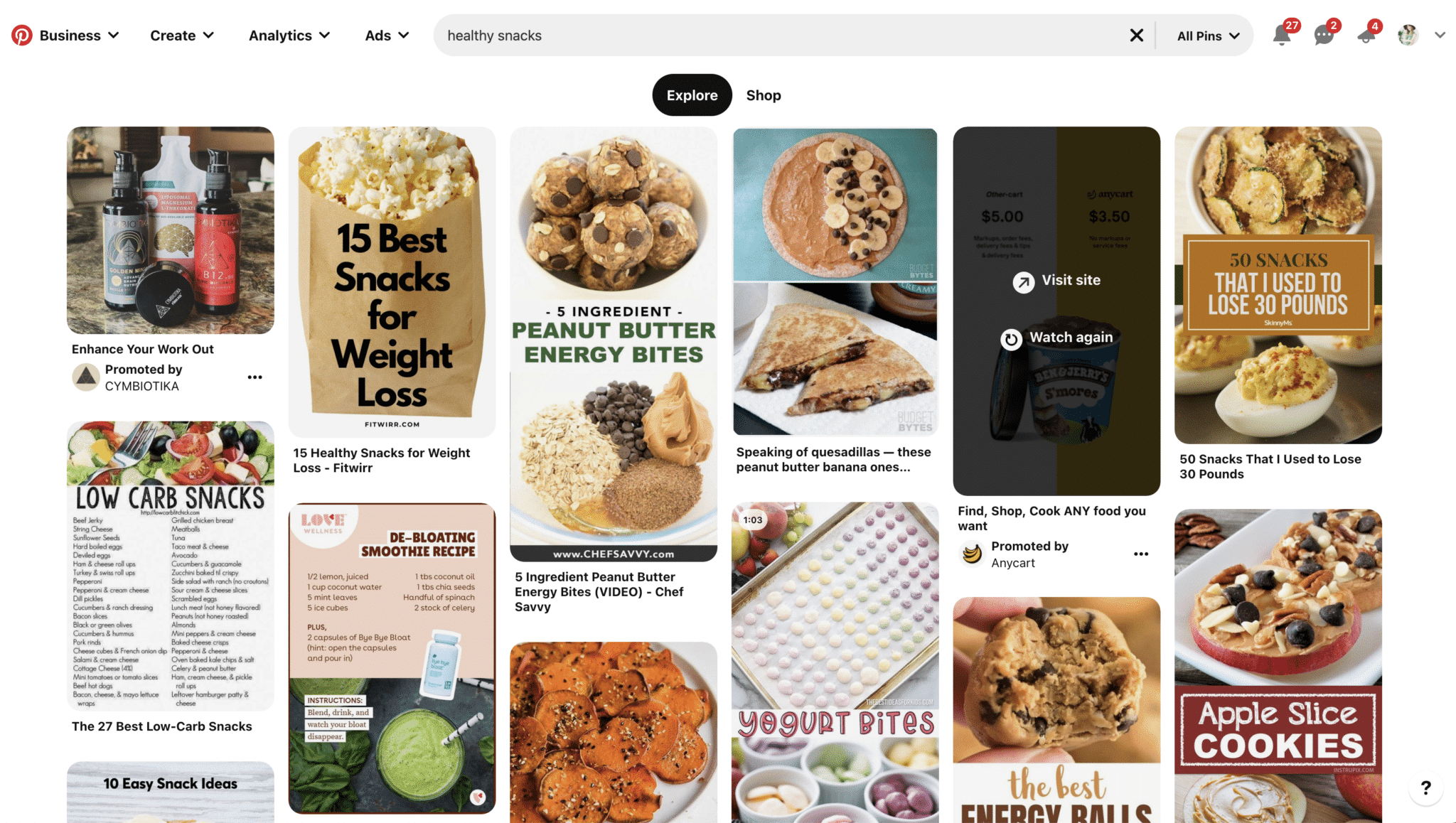 Pinterest Healthy Snacks Keyword Search